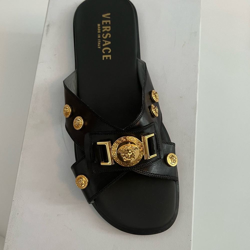 VERSACE MEDUSA MEN SANDALS BLK/GOLD